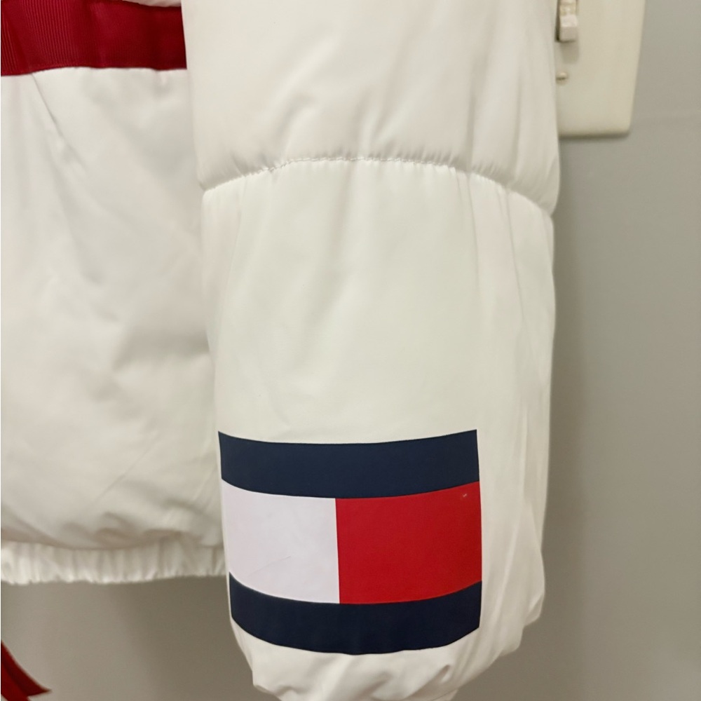 Tommy Hilfiger White Jacket with Red and Blue Stripes - Picture 10 of 16